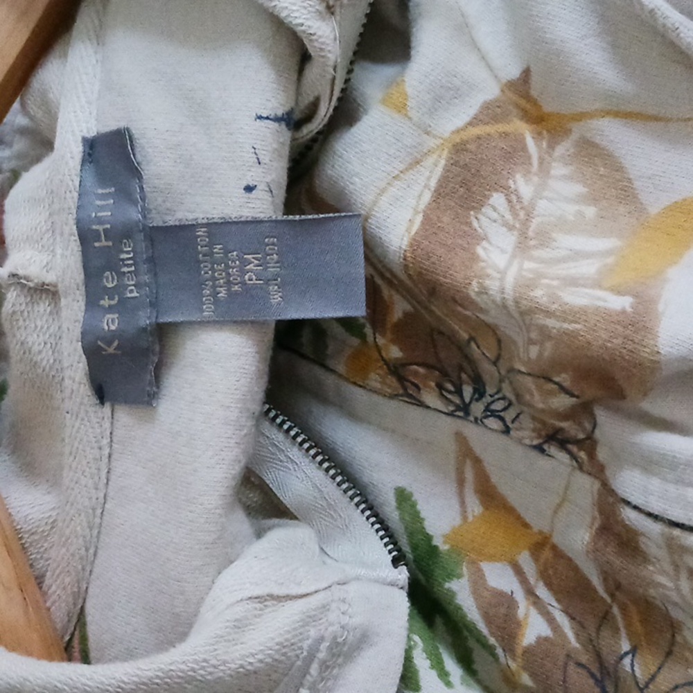 Kate Hill Cotton Zip Up Hoodie Sweatshirt Size PM - Picture 14 of 15
